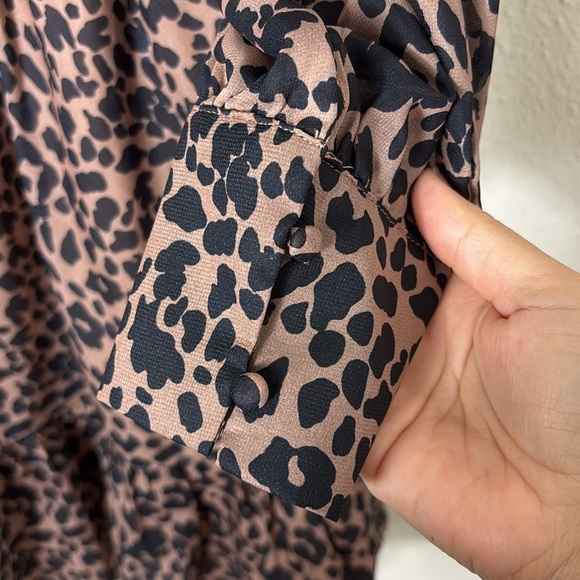 Lulus Rock It Out Brown and Black Leopard Print Babydoll Dress size Medium - Picture 5 of 13
